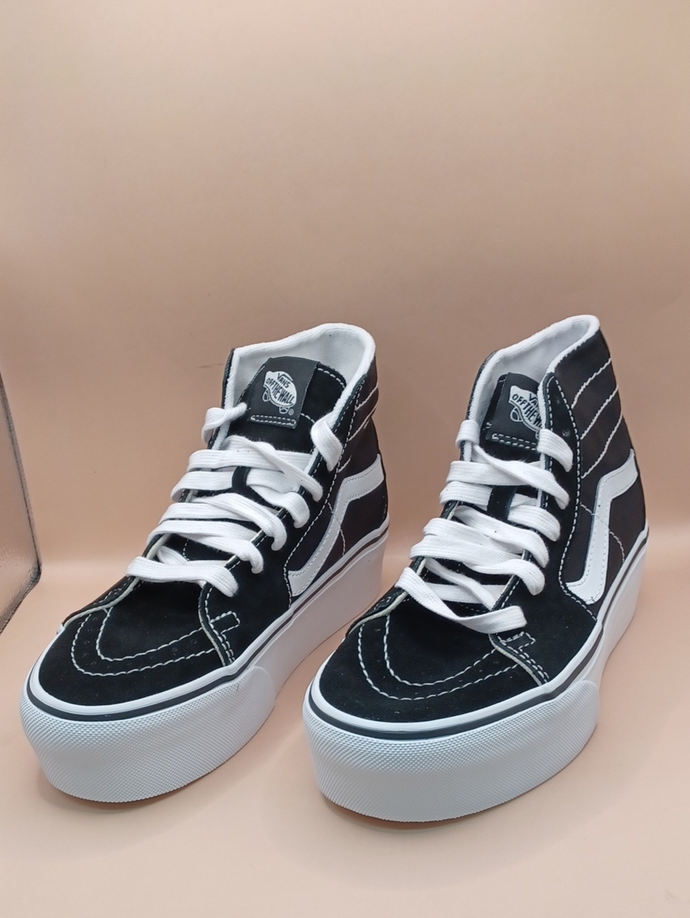 Vans Sk8-Hi Tapered Stack Form Shoes-Black/White Size Women 6 Men 4.5 US